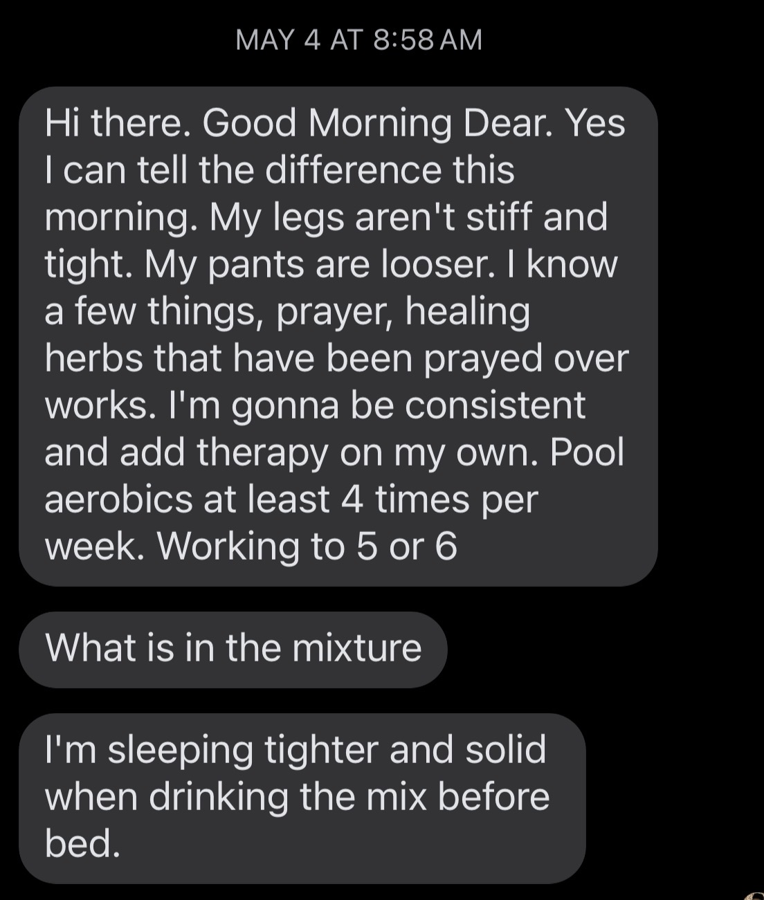 Royal Roots client message 4